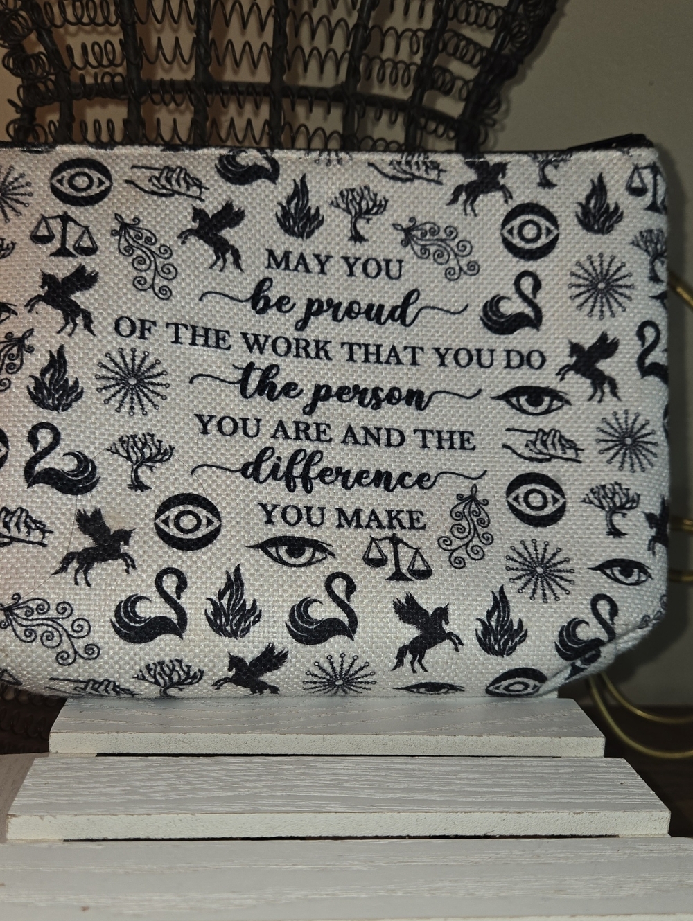 Inspirational Black & White Canvas Pouch - Brand